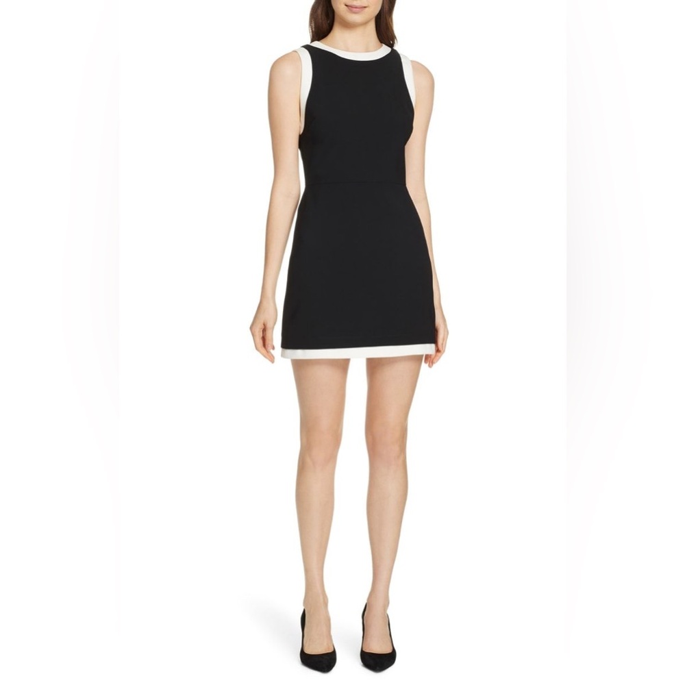 Alice + Olivia Classics 8 Coley Fitted Mini Dress Black Off-White Cocktail